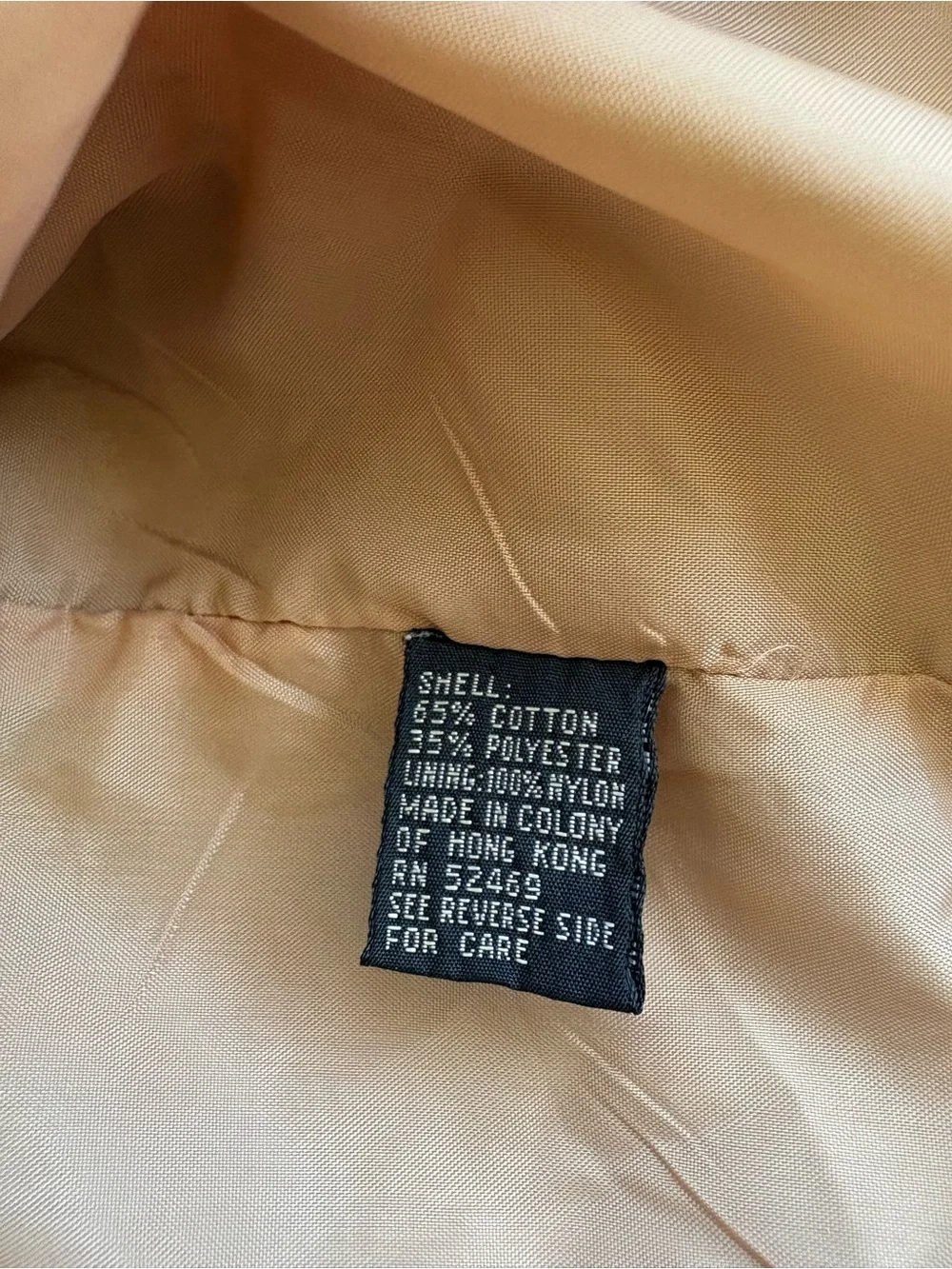 Vintage Ozark Trail Men’s L Tan Bomber Jacket Made in Hong Kong Cotton Blend